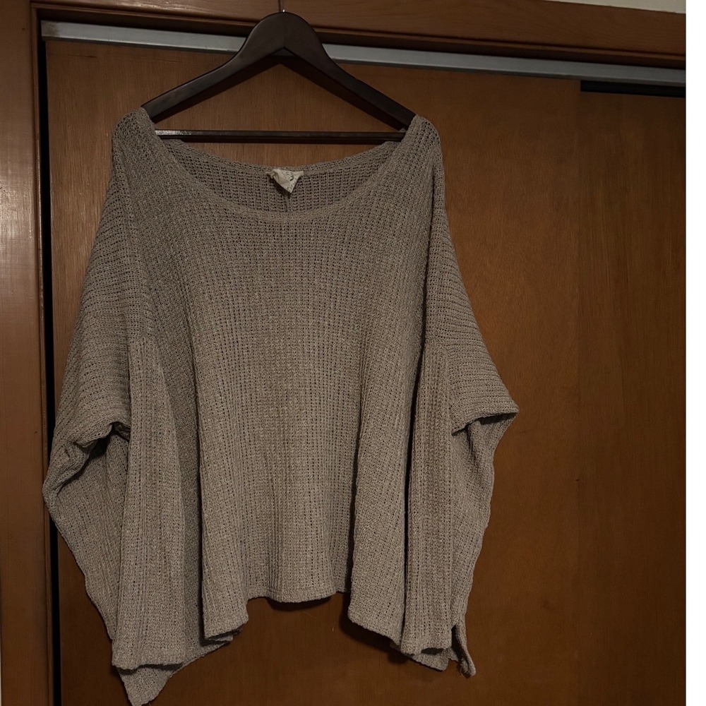 Fantastic Fawn  Beige Waffle Knit‎ Oversized Pullover Sweater Womens Medium